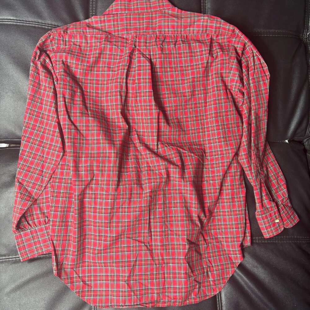 Vintage Huntington Men's Dress Shirt Red Plaid Egyptian Cotton Size 16.5-34 - Picture 2 of 14